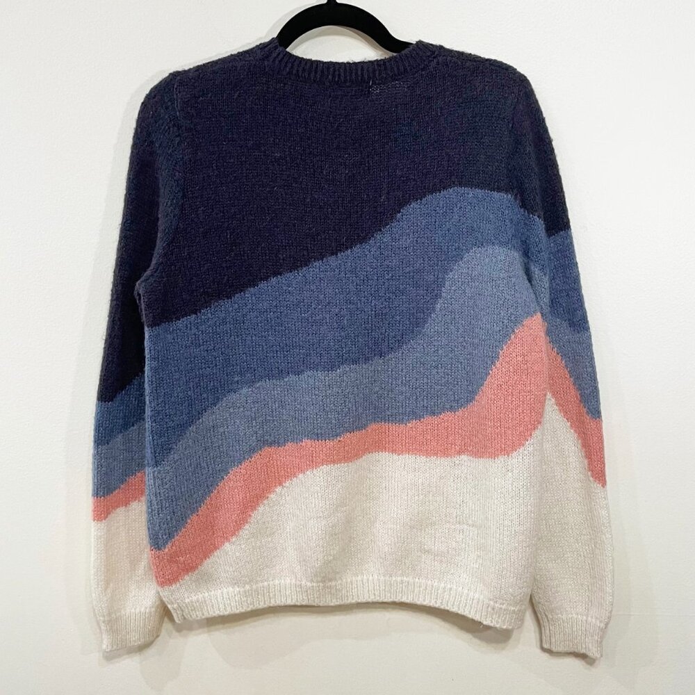 Rare! EUC Sezane Winnie Gradient Colorblock Sweater Blue White Medium - Picture 3 of 7